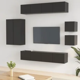 Set de muebles para TV 8 piezas madera contrachapada negro von , TV-Möbel - Ref: Foro24-3114487, Preis: 295,83 €, Rabatt: -5%%
