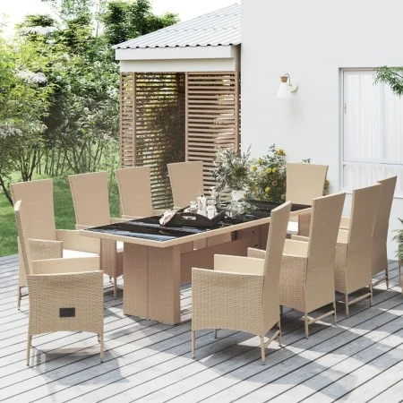 Set comedor de jardín 11 pzas con cojines ratán sintético beige by , Garden sets - Ref: Foro24-3157574, Price: 1,00 €, Discou...