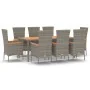 Set comedor jardín 9 pzas y cojines ratán sintético gris by , Garden sets - Ref: Foro24-3157543, Price: 731,25 €, Discount: -5%%