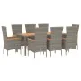 Set comedor jardín 9 pzas y cojines ratán sintético gris by , Garden sets - Ref: Foro24-3157543, Price: 731,25 €, Discount: -5%%