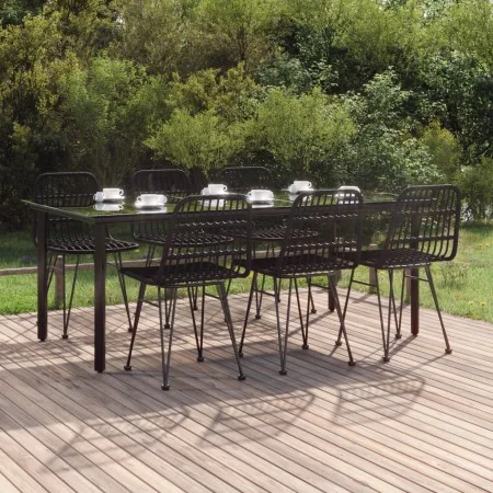 Juego de comedor de jardín 7 piezas ratán sintético negro by , Garden sets - Ref: Foro24-3157899, Price: 658,17 €, Discount: ...