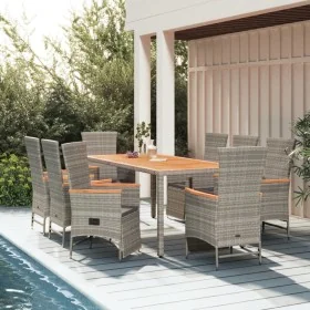 Set comedor jardín 9 pzas y cojines ratán sintético gris de , Conjuntos de jardín - Ref: Foro24-3157560, Precio: 1,00 €, Desc...
