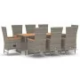 Set comedor jardín 9 pzas y cojines ratán sintético gris by , Garden sets - Ref: Foro24-3157560, Price: 1,00 €, Discount: -5%%