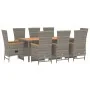 Set comedor jardín 9 pzas y cojines ratán sintético gris by , Garden sets - Ref: Foro24-3157560, Price: 1,00 €, Discount: -5%%