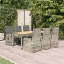 Set comedor jardín 7 pzas y cojines ratán sintético gris by , Garden sets - Ref: Foro24-3157588, Price: 1,00 €, Discount: -5%%