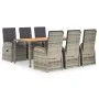 Set comedor jardín 7 pzas y cojines ratán sintético gris by , Garden sets - Ref: Foro24-3157588, Price: 1,00 €, Discount: -5%%
