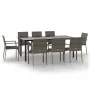 Set comedor jardín 9 pzas y cojines ratán sintético negro gris by , Garden sets - Ref: Foro24-3185142, Price: 655,07 €, Disco...