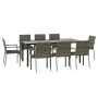 Set comedor jardín 9 pzas y cojines ratán sintético negro gris by , Garden sets - Ref: Foro24-3185142, Price: 655,07 €, Disco...