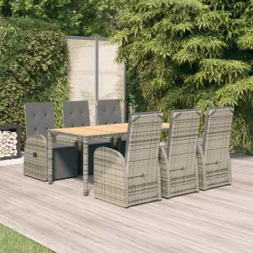 Set comedor jardín 7 pzas y cojines ratán sintético gris von , Gartensets - Ref: Foro24-3157595, Preis: 1,00 €, Rabatt: -5%%