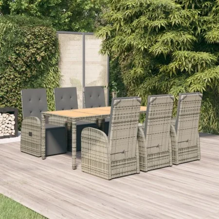 Set comedor jardín 7 pzas y cojines ratán sintético gris von , Gartensets - Ref: Foro24-3157595, Preis: 1,00 €, Rabatt: -5%%