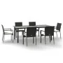 Set de comedor de jardín 7 pzas y cojines ratán sintético negro by , Garden sets - Ref: Foro24-3185135, Price: 561,65 €, Disc...