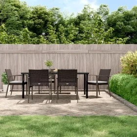 Juego comedor jardín 7 piezas y cojines ratán sintético y acero von , Gartensets - Ref: Foro24-3186997, Preis: 619,63 €, Raba...