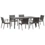 Juego comedor jardín 7 piezas y cojines ratán sintético y acero von , Gartensets - Ref: Foro24-3186997, Preis: 619,63 €, Raba...
