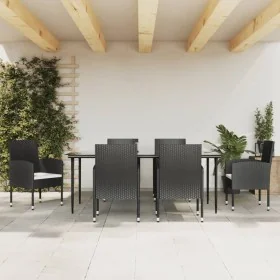 Juego de comedor de jardín 7 pzas ratán sintético y acero negro de , Conjuntos de jardín - Ref: Foro24-3203310, Precio: 405,2...