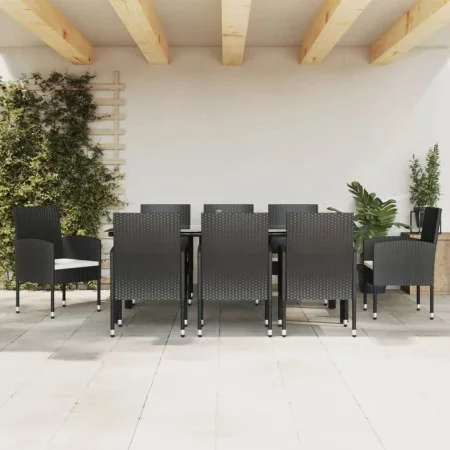 Juego de comedor de jardín 9 pzas ratán sintético y acero negro | Foro24.es | Tu tienda online para hogar, jardín y más Foro24.es