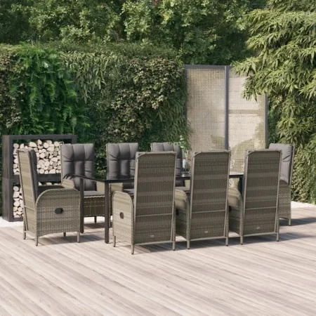 Set comedor jardín 9 pzas y cojines ratán sintético negro gris von , Gartensets - Ref: Foro24-3185204, Preis: 1,00 €, Rabatt:...