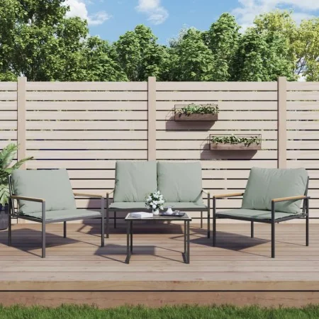 Juego muebles de jardín 3 pzas y cojines acero gris antracita | Foro24.es | Tu tienda online para hogar, jardín y más Foro24.es