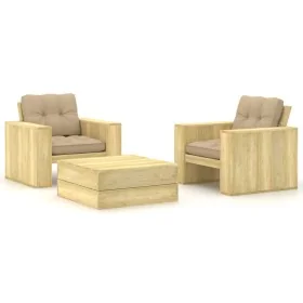 Set muebles de jardín y cojines 3 pzas madera pino impregnada de , Conjuntos de jardín - Ref: Foro24-3065807, Precio: 441,87 ...