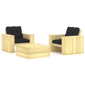 Set muebles de jardín y cojines 3 pzas madera pino impregnada von , Gartensets - Ref: Foro24-3065811, Preis: 441,87 €, Rabatt...
