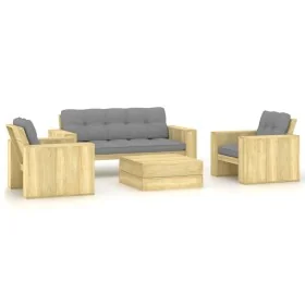Set muebles de jardín y cojines 4 pzas madera pino impregnada by , Garden sets - Ref: Foro24-3065781, Price: 786,11 €, Discou...