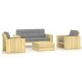 Set muebles de jardín y cojines 4 pzas madera pino impregnada by , Garden sets - Ref: Foro24-3065781, Price: 786,11 €, Discou...