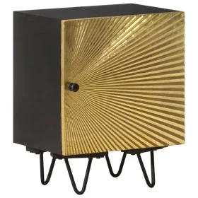 Mesita de noche con frontal de latón mango maciza 40x30x50 cm by , Nightstands - Ref: Foro24-322680, Price: 126,03 €, Discoun...