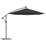 Sombrilla voladiza con luces LED y poste de acero negra 300 cm by , Umbrellas - Ref: Foro24-47136, Price: 132,08 €, Discount:...