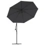 Sombrilla voladiza con luces LED y poste de acero negra 300 cm by , Umbrellas - Ref: Foro24-47136, Price: 132,08 €, Discount:...
