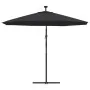 Sombrilla voladiza con luces LED y poste de acero negra 300 cm by , Umbrellas - Ref: Foro24-47136, Price: 132,08 €, Discount:...