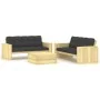 Set de sofás jardín 3 piezas con cojines madera pino impregnada by , Garden sets - Ref: Foro24-3065783, Price: 844,68 €, Disc...