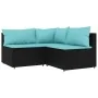Juego de jardín con cojines 4 piezas ratán sintético negro von , Outdoor-Sofas - Ref: Foro24-319797, Preis: 273,92 €, Rabatt:...