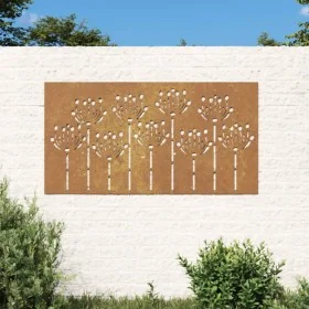 Adorno de pared de jardín acero corten diseño flores 105x55 cm de , Carteles, copias y arte visual - Ref: Foro24-824499, Prec...