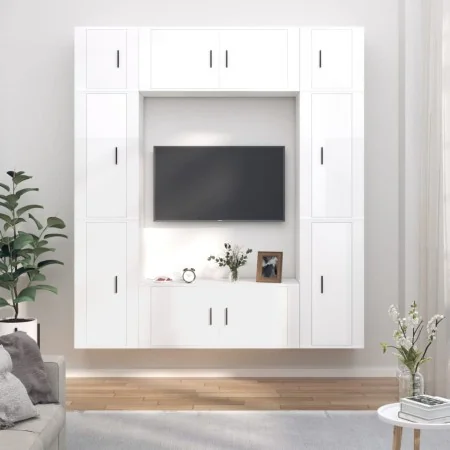 Set de muebles de TV 8 pzas madera contrachapada blanco brillo by , TV Furniture - Ref: Foro24-3188640, Price: 440,83 €, Disc...
