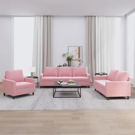 Juego de sofás con cojines 3 piezas terciopelo rosa | Foro24.es | Tu tienda online para hogar, jardín y más Foro24.es
