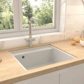 Fregadero de cocina con rebosadero granito blanco by , Sinks - Ref: Foro24-147064, Price: 177,41 €, Discount: -5%%