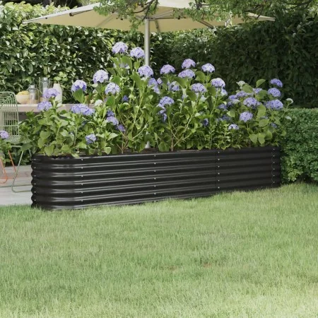 Jardinera acero con recubrimiento polvo antracita 224x40x36 cm by , Pots and planters - Ref: Foro24-318876, Price: 52,60 €, D...