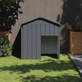 Caseta perros con tejado acero galvanizado gris
