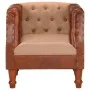 Sillón de cuero auténtico y madera maciza de mango marrón | Foro24.es | Tu tienda online para hogar, jardín y más Foro24.es