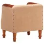 Sillón de cuero auténtico y madera maciza de mango marrón | Foro24.es | Tu tienda online para hogar, jardín y más Foro24.es