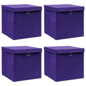 Cajas de almacenaje con tapas 4 uds morado