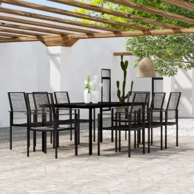 Juego de comedor de jardín 9 piezas negro de , Conjuntos de jardín - Ref: Foro24-3099202, Precio: 564,19 €, Descuento: -5%%
