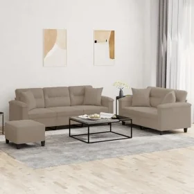 Juego de sofás con cojines 3 piezas tela microfibra gris taupe de , Sofás - Ref: Foro24-3202356, Precio: 638,01 €, Descuento:...