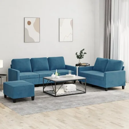 Juego de sofás con cojines 3 piezas terciopelo azul | Foro24.es | Tu tienda online para hogar, jardín y más Foro24.es