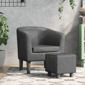 Sillón con taburete cuero sintético gris von , Sessel - Ref: Foro24-356492, Preis: 163,74 €, Rabatt: -5%%