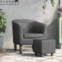 Sillón con taburete cuero sintético gris de , Sillones - Ref: Foro24-356492, Precio: 183,13 €, Descuento: -5%%