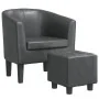 Sillón con taburete cuero sintético gris de , Sillones - Ref: Foro24-356492, Precio: 183,13 €, Descuento: -5%%