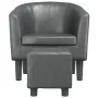 Sillón con taburete cuero sintético gris de , Sillones - Ref: Foro24-356492, Precio: 183,13 €, Descuento: -5%%