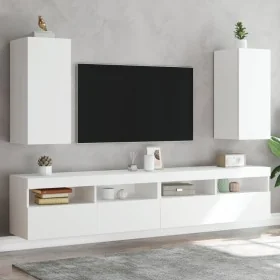 Muebles de TV de pared con luces LED 2 uds blanco 30,5x35x70 cm by , TV Furniture - Ref: Foro24-837233, Price: 102,41 €, Disc...