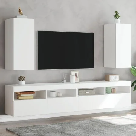 Muebles de TV de pared con luces LED 2 uds blanco 30,5x35x70 cm by , TV Furniture - Ref: Foro24-837233, Price: 102,41 €, Disc...