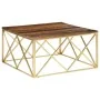 Mesa de centro de acero inoxidable dorado y madera maciza | Foro24.es | Tu tienda online para hogar, jardín y más Foro24.es